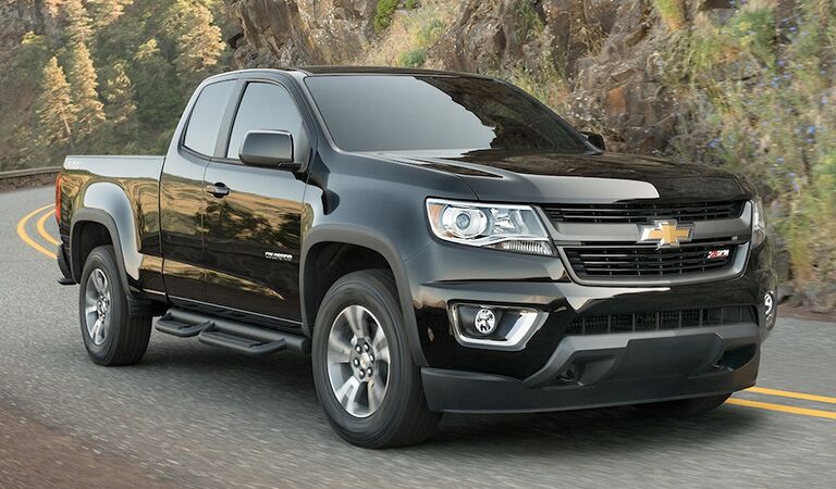 front and side view of black 2018 chevy colorado