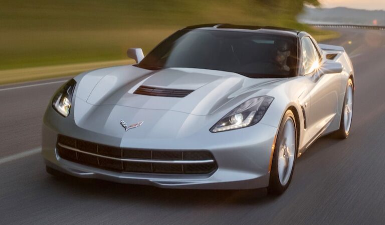 front view of silver 2018 chevrolet corvette