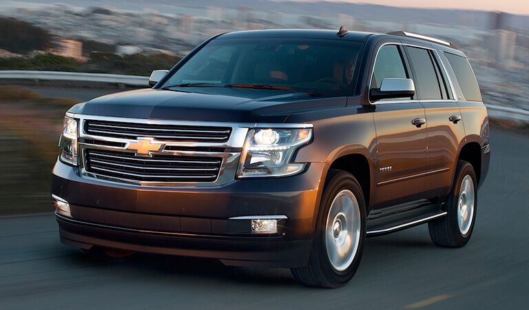 front and side view of bronze 2018 chevrolet tahoe