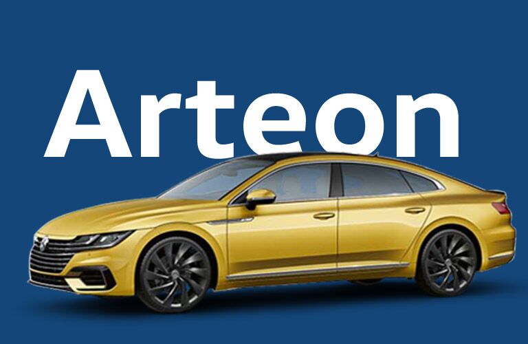 Portal Image of a gold Volkswagen Arteon with dark blue background