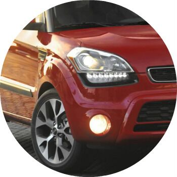 red 2013 Kia Soul headlight and fog light
