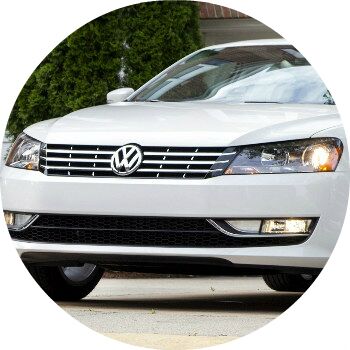 white 2013 VW Passat front grille and headlights
