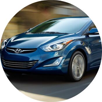 blue Hyundai Elantra exterior front grille and headlights