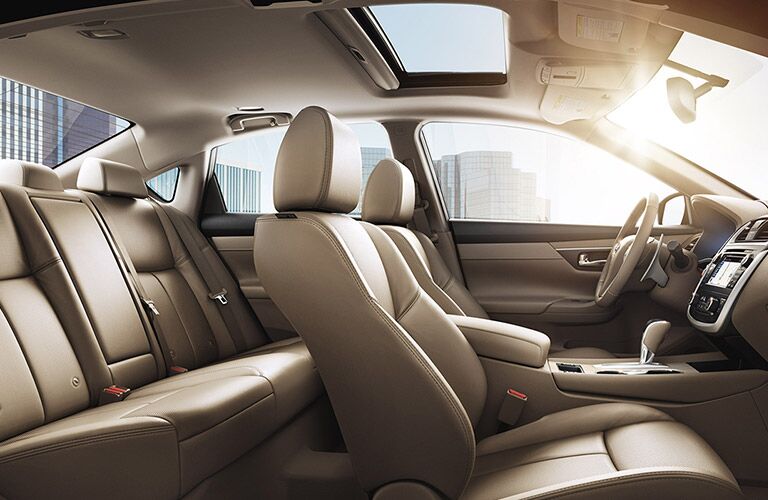 Cutaway of white 2017 Nissan Altima interior with power moonroof