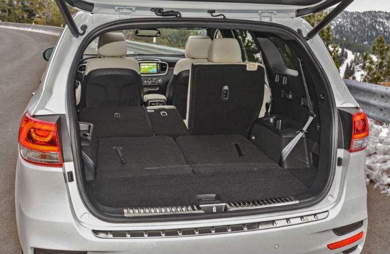2018 Kia Sorento cargo area, back seats down.