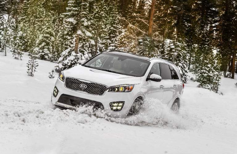 Available V-6 power and all-wheel drive help the 2017 Sorento handle winter driving