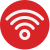 Red icon of a wifi-system.