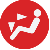 Red icon of a person sitting.
