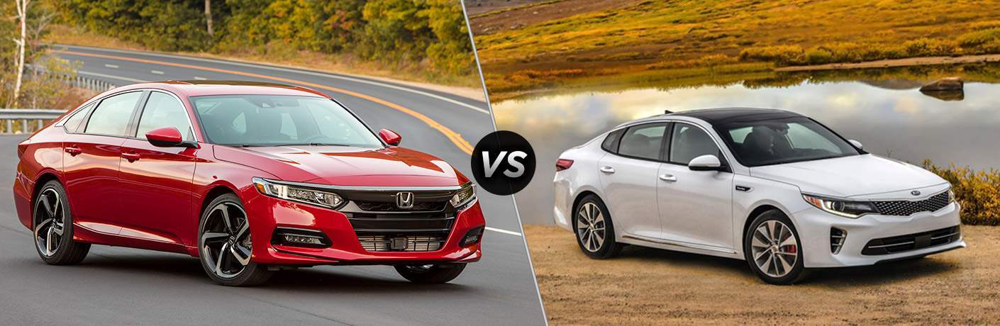 2018 Honda Accord Vs Kia Optima 2018 Honda Accord And Kia Optima Front Views Of Both Cars
