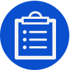 White clipboard on blue