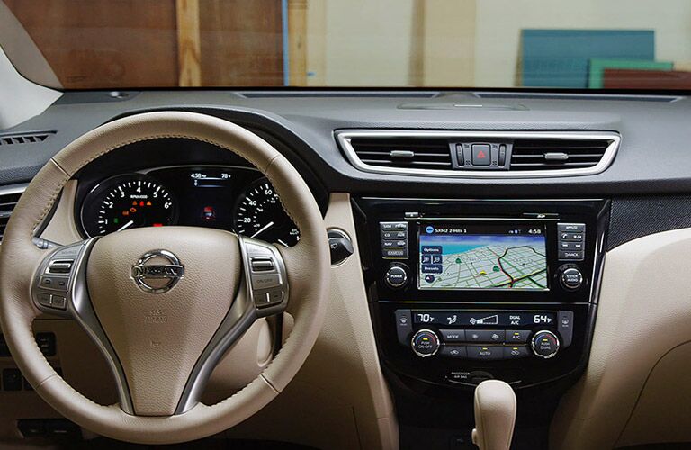 steering wheel and touchscreen of nissan rogue