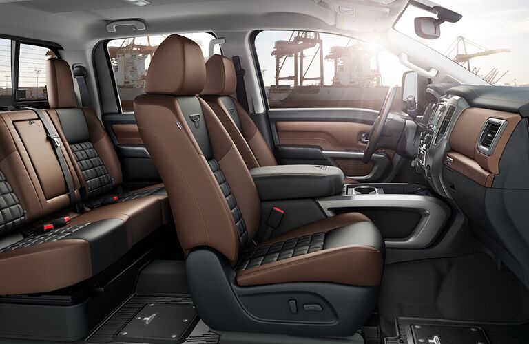 interior seating of 2018 nissan titan xd including front and rear seats
