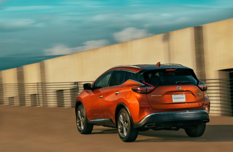 A rear left quarter photo of the 2020 Nissan Murano.