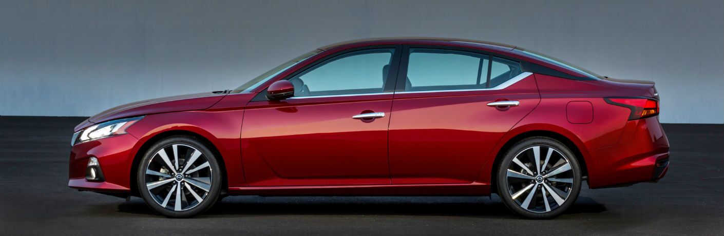 A left profile photo of the 2020 Nissan Altima in a photo studio.