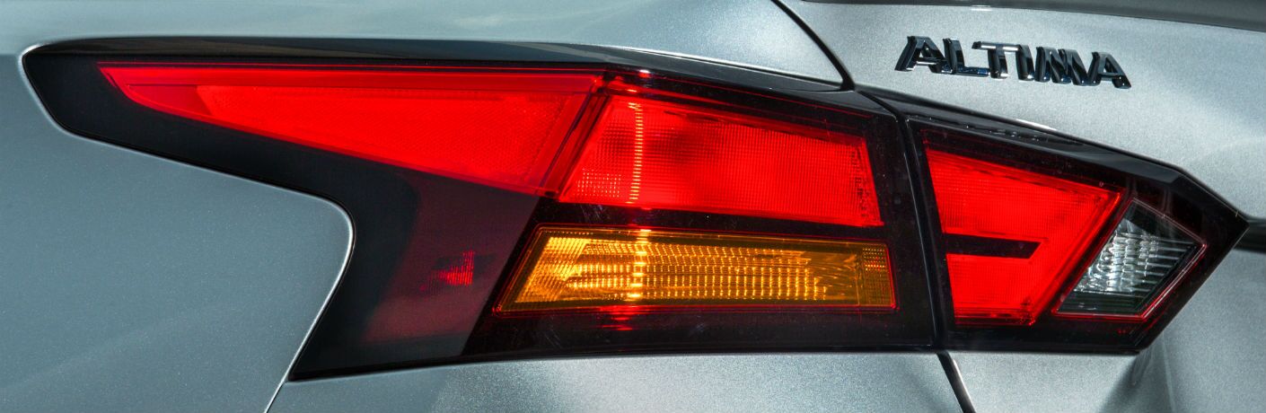 A photo of the Altima badge on the 2020 Nissan Altima.