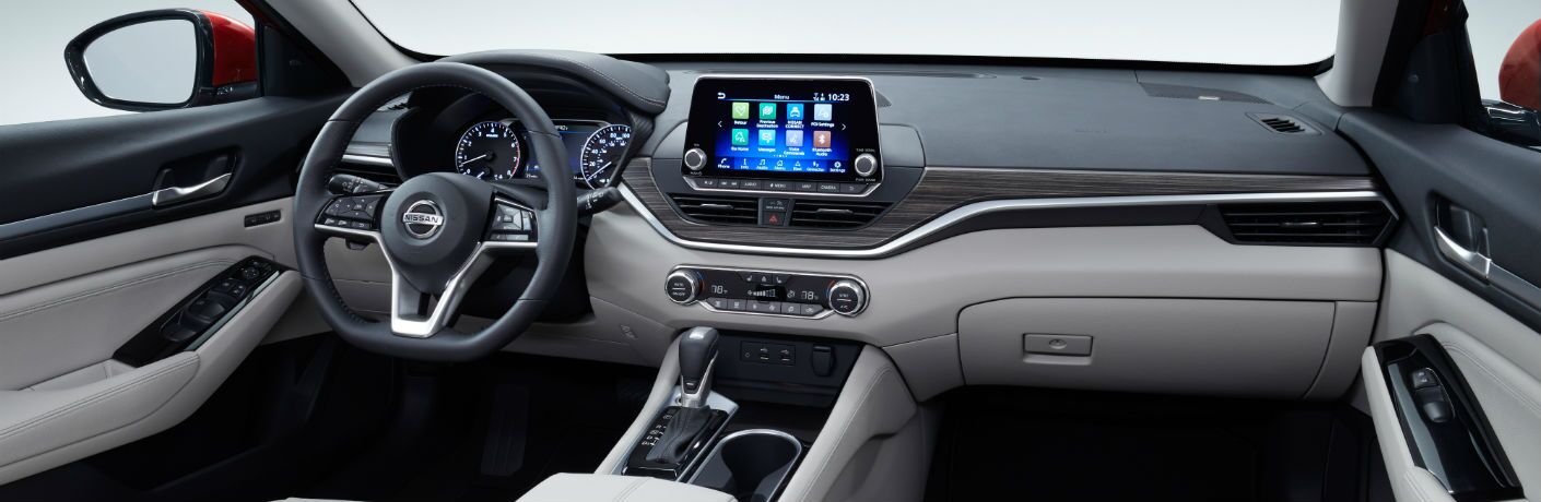 A photo of the front dashboard in the 2020 Nissan Altima.