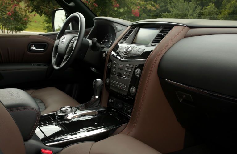 A photo of the center console in the 2020 Nissan Armada.