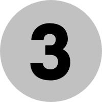 The number 3 on a grey circle