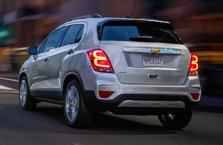 Rear view of silver 2019 Chevrolet Trax