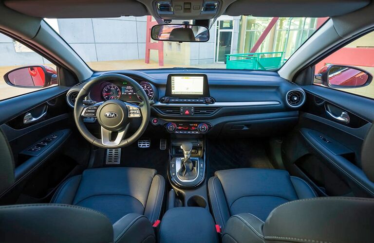 Front seats and dash of the 2019 Kia Forte