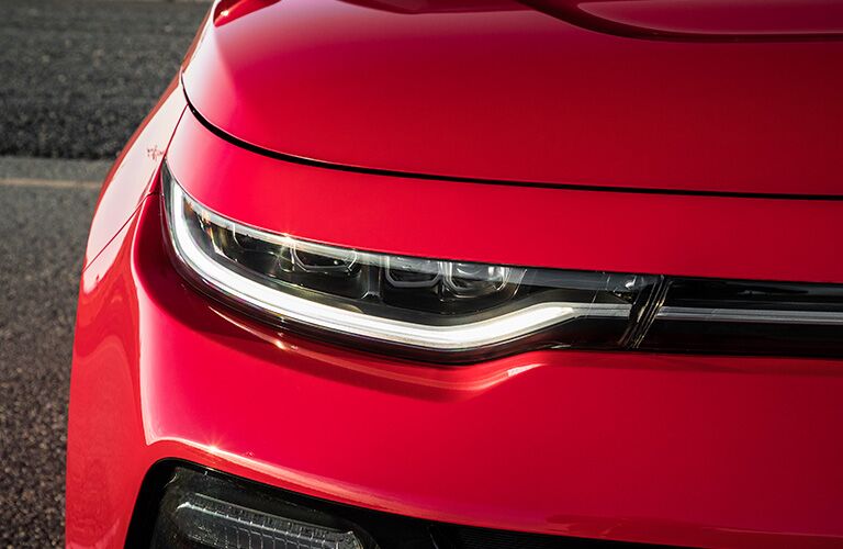 Up-close shot of the 2020 Kia Soul model's headlight