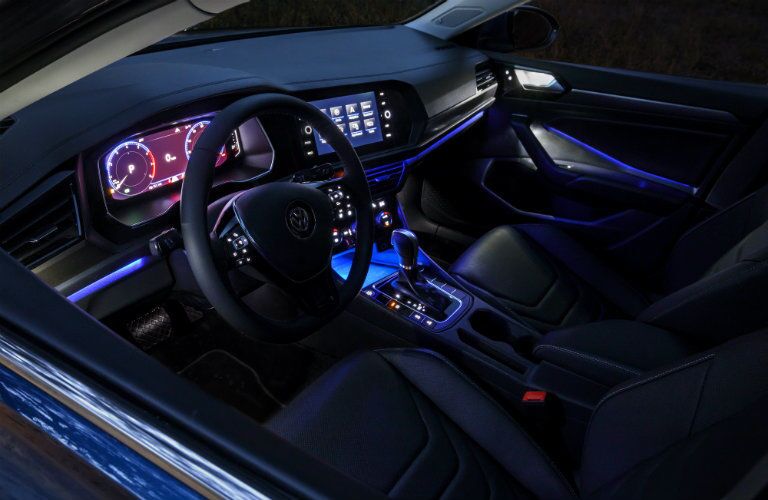 Blue interior ambient lighting in the 2019 Volkswagen Jetta