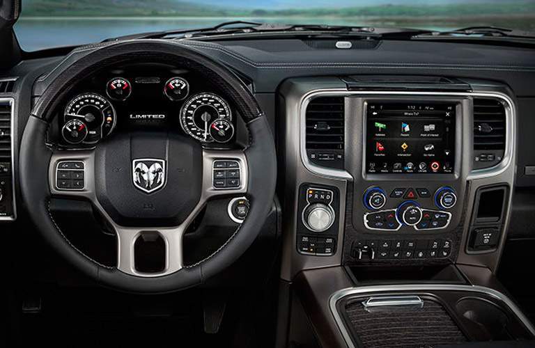 a steering wheel and infotainment option on the 2017 Ram 1500