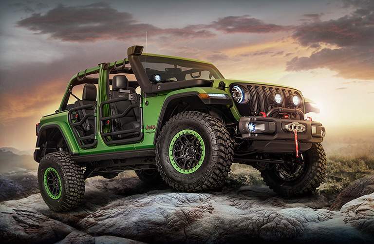 green 2018 Jeep Wrangler with many special features