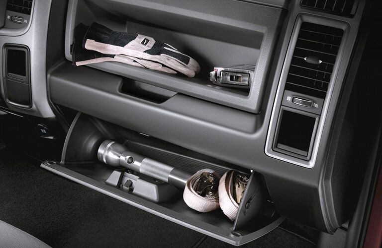 front dashboard storage of the 2018 Ram 3500