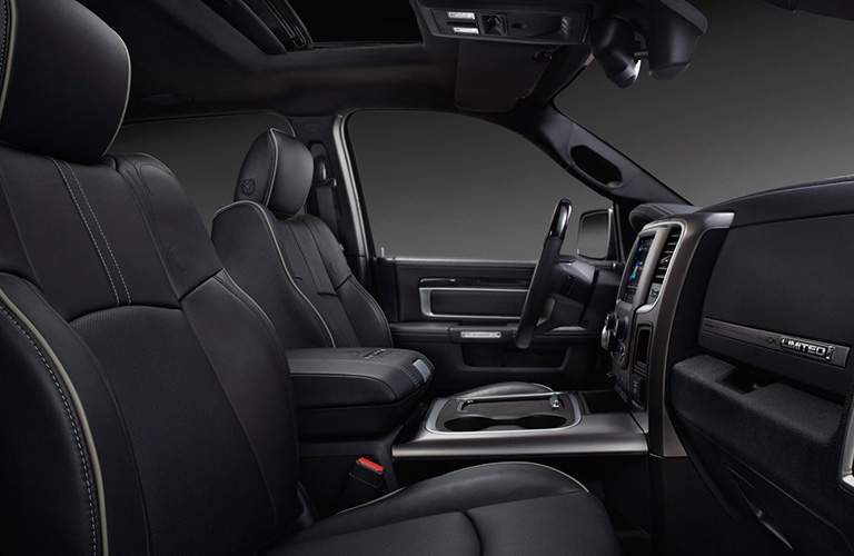 black front seats and steering wheel of the 2018 Ram 2500