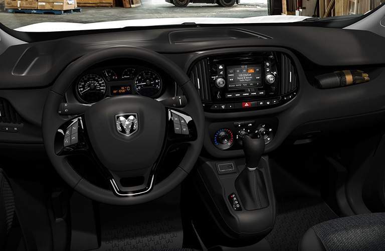 steering wheel and dash of the 2018 Ram ProMaster City