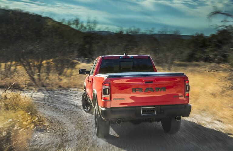 rear view of the 2019 Ram 1500 Rebel in the wilderness