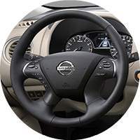 2017 Nissan Pathfinder steering wheel closeup