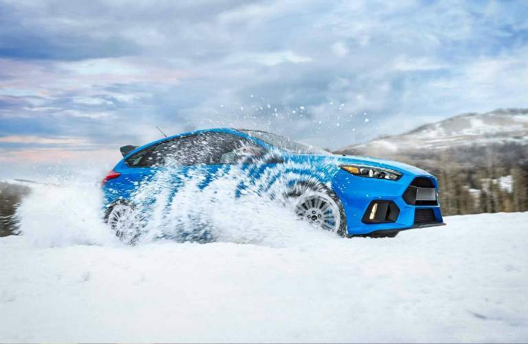 2018 Ford Focus RS Driving Through a Field of Snow