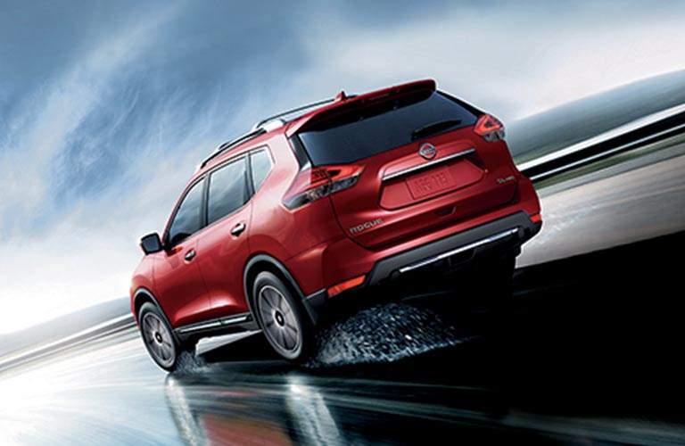 2017 Nissan Rogue Rear View of Red Exterior