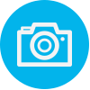 Round icon of a camera
