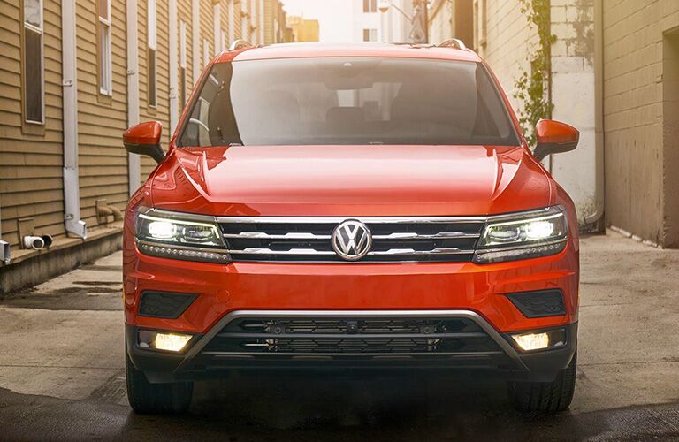 front view of an orange 2018 Volkswagen Tiguan