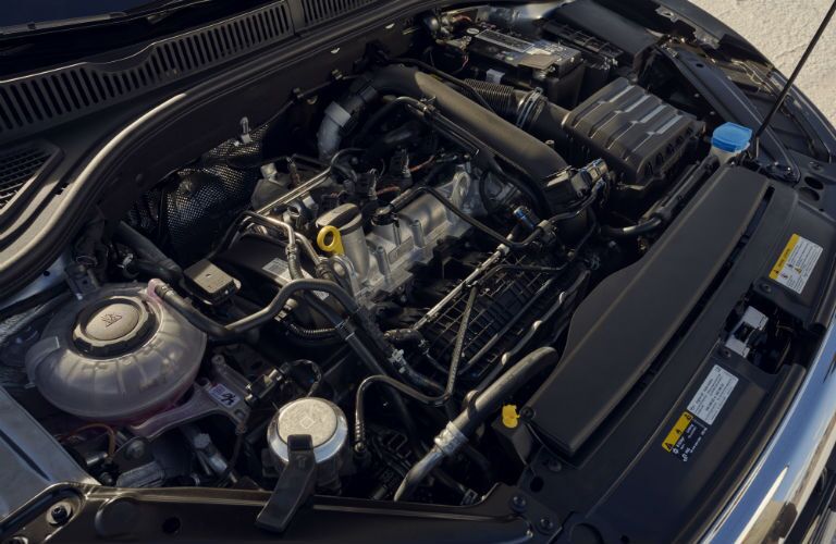 A photo of the engine used by the 2021 Volkswagen Jetta.