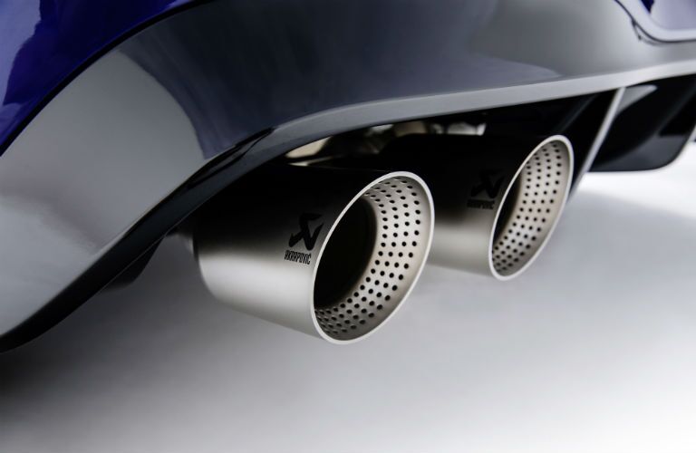A photo of the exhaust tips used by the 2022 Volkswagen Golf R.