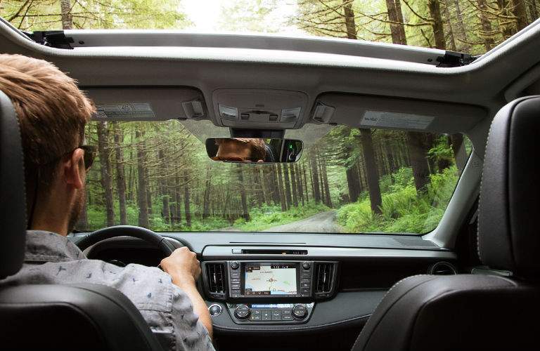 2018 Toyota RAV4 being driven in the woods