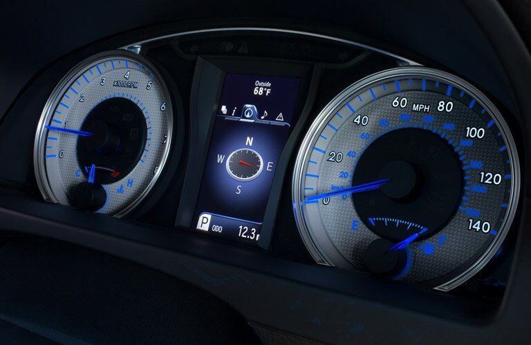Close up of the instrument panel on the 2017 Toyota Camry SE