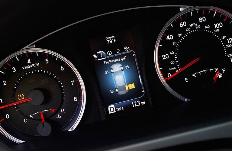 Detail of the 2017 Toyota Camry XSE's instrument panel