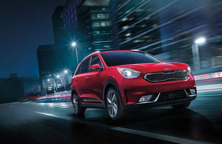 2017 Kia Niro exterior side view driving at night