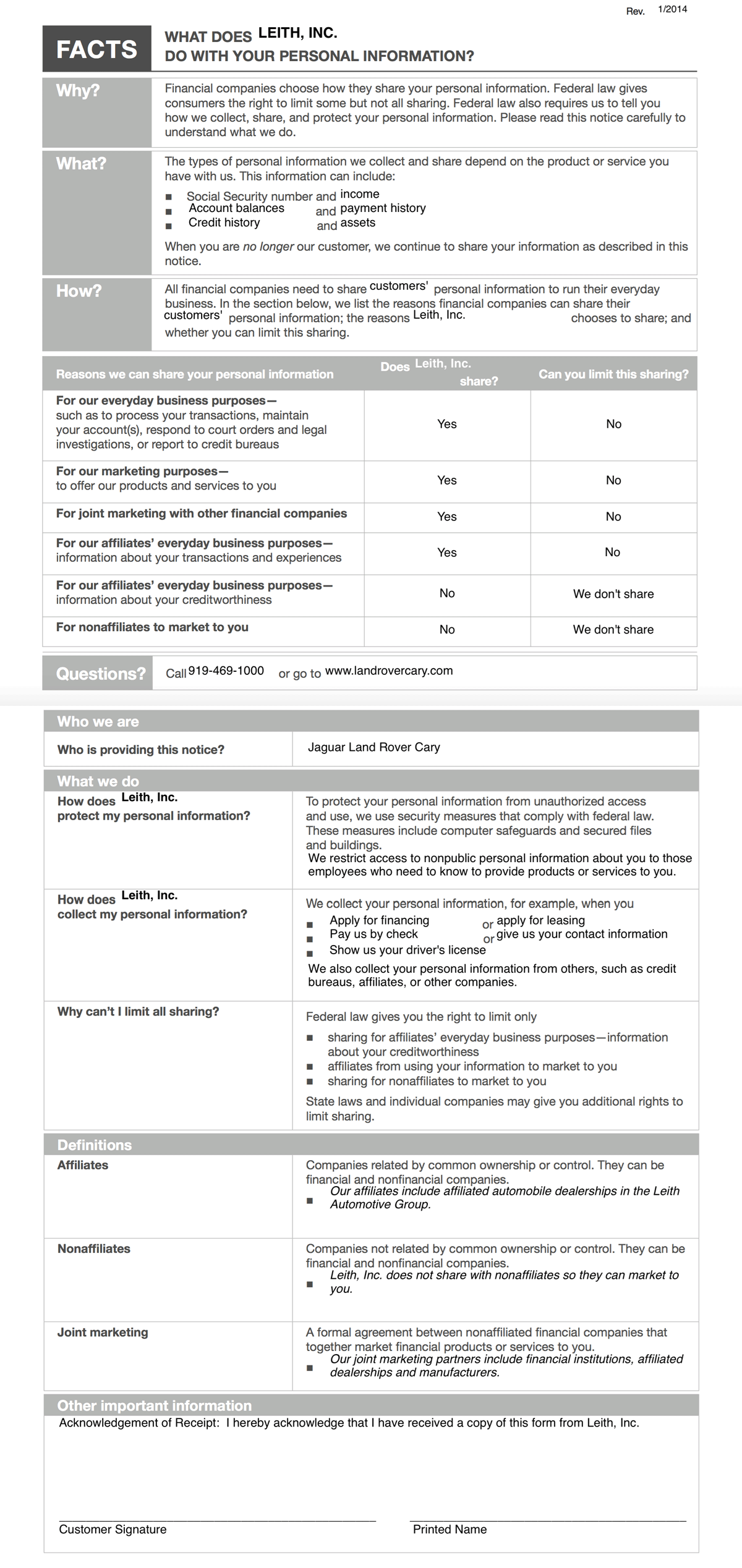 Cary, NC. Loans 5 privacy notice lg d