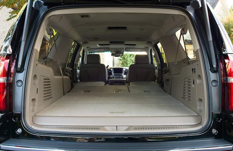 2018 Chevy Suburban with seats folded down showing large cargo area