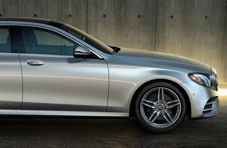 Silver 2017 Mercedes-Benz E-CLass Side Exterior and Wheel