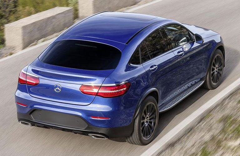 overhead view of a blue front dashboard view of the 2018 Mercedes-Benz GLC Coupe