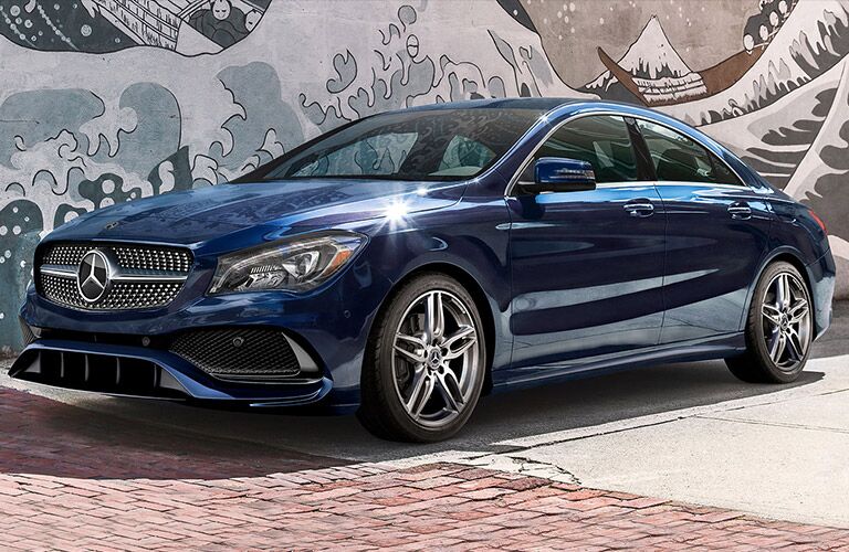 blue Mercedes-Benz CLA