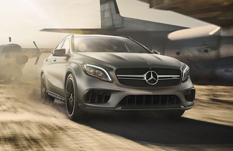 Grey 2019 Mercedes-Benz GLA in front of planes