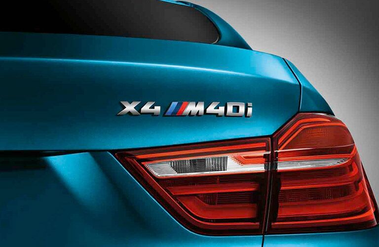 BMW X4 Series View of Badge and Taillight